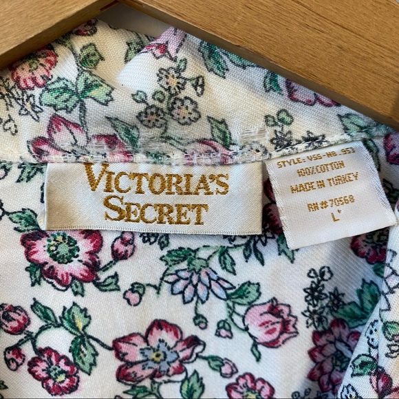 Vintage Victoria's Secrets Pajama Floral Button Front Top Blouse Women's Large - Picture 3 of 12